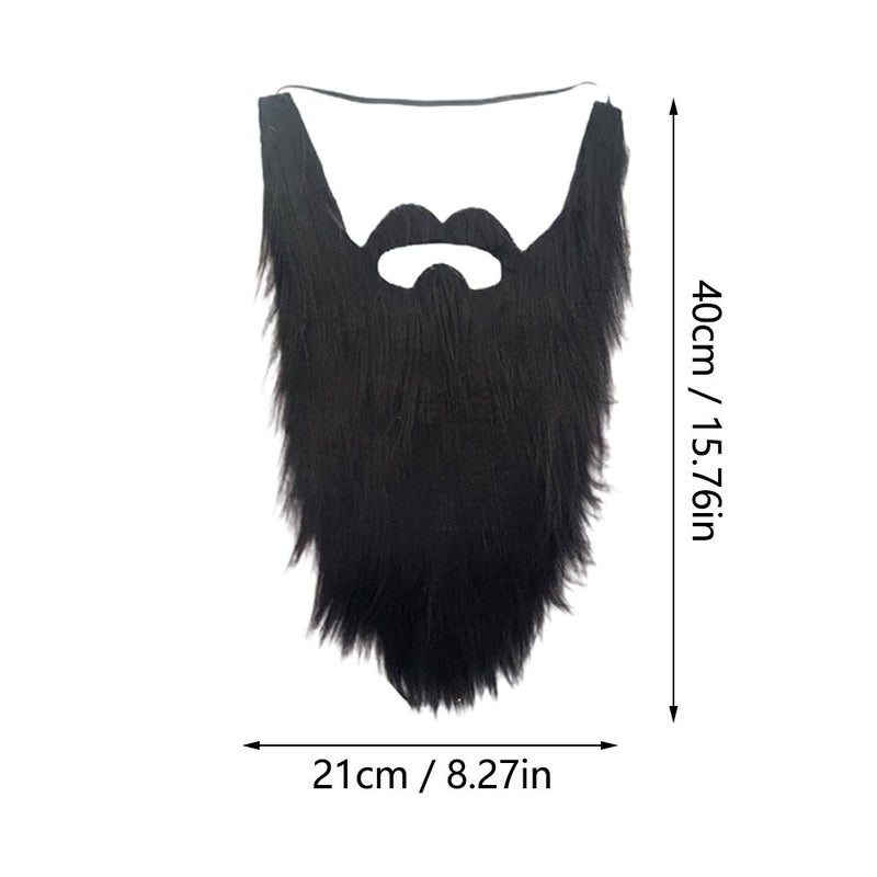 Fake Mustache Funny Fake Beard Decoration Long Moustache Elastic Band Simulation Beard for Christmas, Party, Cosplay (Gray) - Image 5